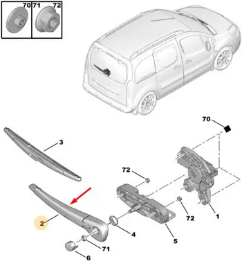 psa-6429fl-arka-silecek-kolu