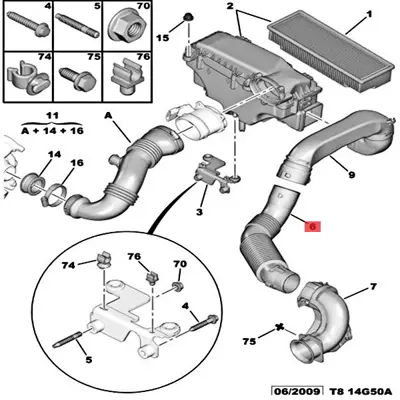 psa-1434c4-hava-filtre-hortumu