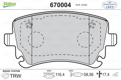 valeo-670004-fren-balatasi-arka