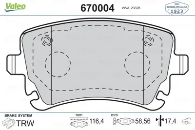 valeo-670004-fren-balatasi-arka