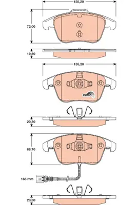 TRW GDB1762 Fren Balatası Ön 5N0698151, 5N0698151A, 5N0698151B, 7N0698151, 5N0698151C, 3C0698151D, 5K0698151A, 3C0698151, 1K0698151, 1K0698151C