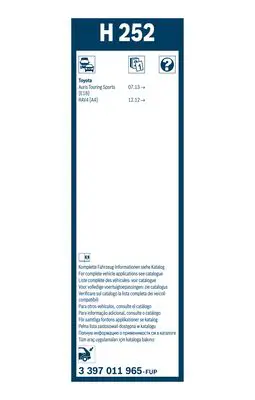 BOSCH 3397011965 Sılecek Süpürgesı Arka 85242/42040