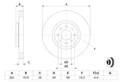 BOSCH 0986478855 Fren Dıskı Ön 46535086