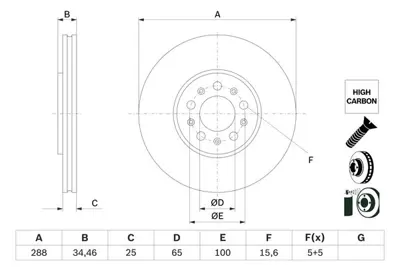 BOSCH 0986478867 Fren Dıskı Ön 6R0615301A