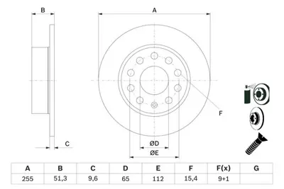 BOSCH 0986479099 Fren Dıskı Arka 1K0615601K