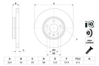 BOSCH 0986479467 Fren Dıskı Ön 8K0615301
