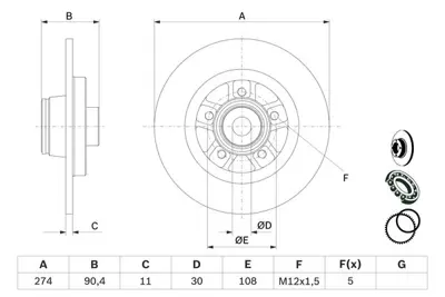 BOSCH 0986479F30 Fren Dıskı Arka 8200381148