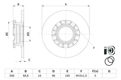 BOSCH 0986479F62 Fren Dıskı Arka BK21/2A097/AB