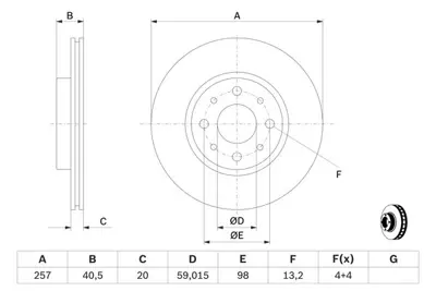 BOSCH 0986479W68 Fren Dıskı Ön 51749124