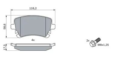 BOSCH 0986494303 Fren Balatası Arka 7H0698451
