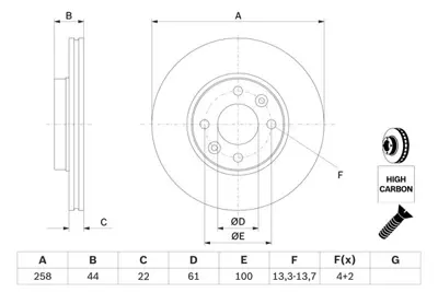 BOSCH 0986479556 Fren Dıskı Ön 7701210081, 8450006845, A4154200101, 4154200101, 4020600Q1E, 402061200R, 402067016R, 8450031577, 402063166R, 402067501R