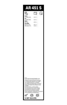BOSCH 3397014076 Silecek  Süpürgesı Ön Takım 3397014076
