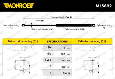 EKİM 610083 BAGAJ AMORTİSÖR 610083 KANGO-III (08-)