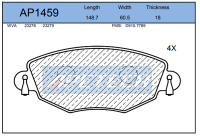 APETECH AP1459 DİSK BALATA ÖN AP1459 MONDEO-III JAGUAR X-TYPE