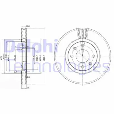 DELPHI BG2872 Fren Dıskı Ön 4246L8, 4246N0, 4246R7, 4249J1, M12031, 1606400380, 4246R7SK, 1617254180, 425132, 425143