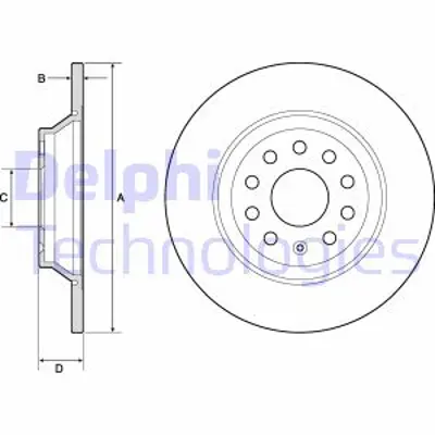 DELPHI BG4751C Fren Dıskı Arka 3Q0615601, 3Q0615601A, JZW698601BB, L3QD615601, 3QD615601, 1764283, BK212A097BA, 8R0615301, 8R0615301D, 8R0615301F