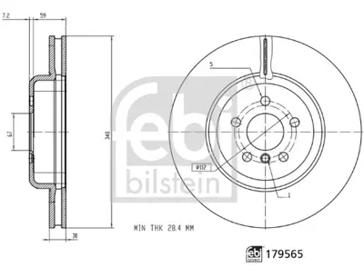 FEBI BILSTEIN 179565 Fren Dıskı Ön 34106880073, 34116860909, 34118831822, 34106865723, 34112459565