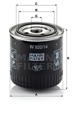 MANN FILTER W 920/14 Yag Fıltresı 5002230, 5001248, 5001926, 464498, 5000860, 1536304, 1515160, 1556297, 1553370, 1564767