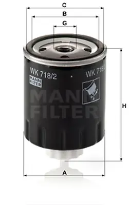 MANN FILTER WK 718/2 Yakıt Fıltresı MR355233, 4403096, 7701039703, 30871436, 3474010, 34740100, 1906A8, 190642, 190641, 164036F900