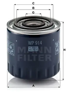 MANN FILTER WP 914 Yag Fıltresı 7700106067, 5000816070, 9110665, 4402665, 8671014019, 8671002340, 7701035650, 7700864685, 7700860823, 7701681311