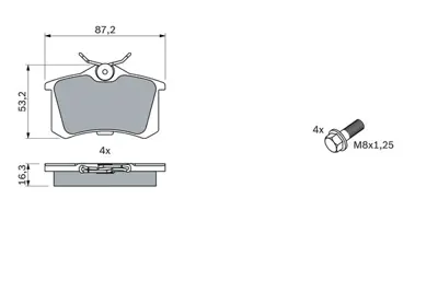 BOSCH 0986461769 Fren Balatası Arka 1E0698451A, 1H0698451B, 1H0698451C, 1H0698451E, 1J0698451C, 191698451, 191698451A, 191698451B, 191698451C, 191698451D