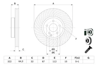 BOSCH 0986479652 Fren Dıskı Ön A0004211212, A2044210812, 4211212, 2044210812, 421121207, A000421121207, 54201020, 54201320, 54201620, 64202820