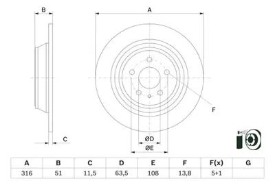 BOSCH 0986479D86 Fren Dıskı Arka DG9C/2A315/CF
