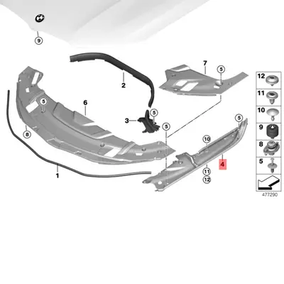 BMW 51767349606 Sağ Çamurlruk Üst Bakalit BMW/51767349606