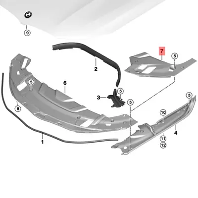BMW 51767349604 Motor Sağ Üst Koruma Kapağı BMW/51767349604