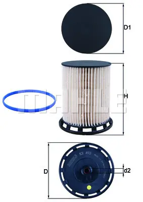 MAHLE KX 493D Yakıt Fıltresı 4M0127177B, 4M0127401C, 4M0127434B, 4M0127434G, 95812743400, 4M0127401G, 4M0127177G