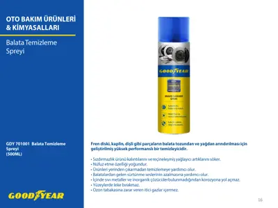GOODYEAR 701001 Fren Balata Temızleyıcısı (Balata Spreyı) 973666.12, 701001, 701001