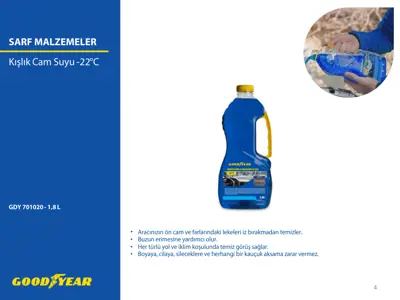 GOODYEAR 701020 Cam Suyu ANTİFRİZLİ KIŞLIK 1,8 LT (-22° C) 701020, Antifriz
