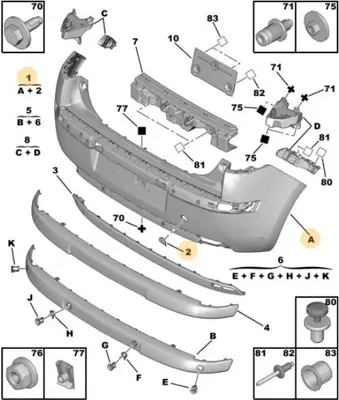 PSA 7410.W9 Arka Tampon C4 7410W9, 7410Z7