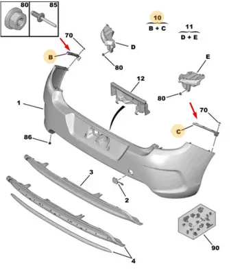 PSA 7416.X6 Arka Tampon Bagl.Plast.C4 7416X6