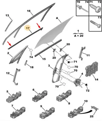 PSA 9334.H4 Sag Kapı Dıs Alt Cam Fıtıl 9334.H4