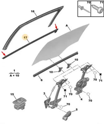 PSA 9334.H7 Arka Kapı Cam Kenarfitil Sol C4 (9334e7) 9334H7