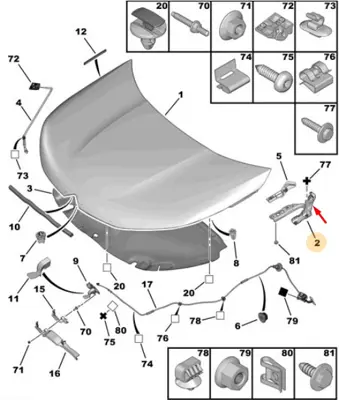 PSA 7913.51 Bonnet Hınge 791351