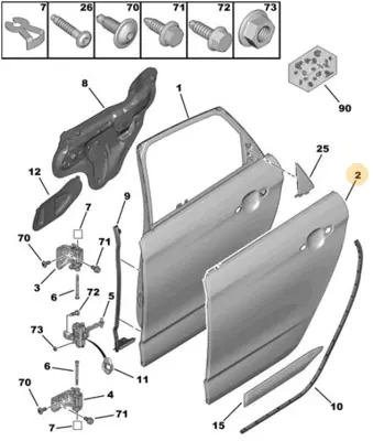 PSA 9012.A2 Arka Kapı Sac Sag  C4 Iı 9012.A2