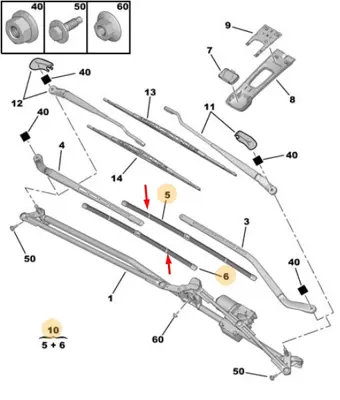 PSA 6423.64 Silecek (Solsağ) C4 642364, 90106815