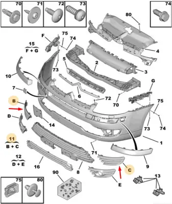 PSA 7414.JS Sıs Far Kapak C4 7414JS, 7104JS, 7104JSL, 7104L, 7104JT, 7414JSR, 7414R