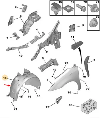 PSA 7136.EW Ön Sol Çamurluk Davlumbazı C4 7136EW