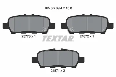 TEXTAR 2577801 Fren Balatası Arka D4M609N00B, D4060CY025, D4060EM11A, D4060JA00A, D40608H385, D40609N00A, D4060JA00J, 44060AL585, 44060AL586, 44060AL588