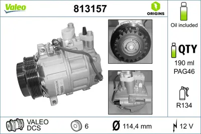 VALEO 813157 Klıma Kompresörü 2301911, 2302811, 2305111, 2306411, 2306511, 2308011, 2308111, 2308411, 2308511, 2308811