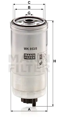 MANN FILTER WK 853/8 Yakıt Fıltresı 13322240791 13322240798 13322240802 2240798 46471844 9947995 9951033 28127435B 74127435 46127435B