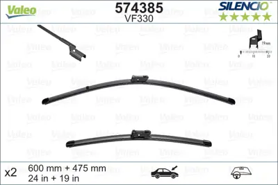 VALEO 574385 Sılecek Süpürgesı Ön Takım 81B998002 1768202800 A1768202800 5L1955425 5L1955426 1Q195542503C 1Q1955425A 1Q195542603C 1Q1998002 3C1955426B