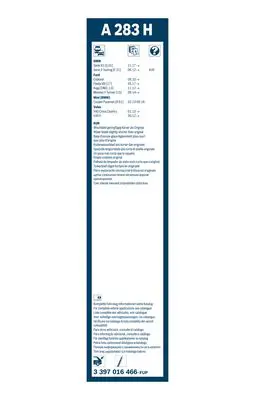 BOSCH 3397016466 Sılecek Süpürgesı Arka GS7J17402AA