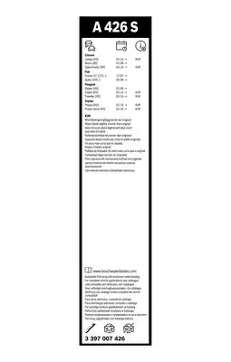 BOSCH 3397007426 Sılecek Süpürgesı Ön Takım 55179973