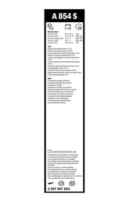 BOSCH 3397007854 Sılecek Süpürgesı Ön Takım A1668201045 4M1998002 4L1955426A 4L1955425B 1613156680 1609967180 1609967080 6423K7 8V1998002B 983501P000