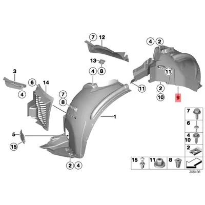 BMW 51717169414 Ön Sağ Çamurluk Davlumbazı Arka Bölümü 51717169414