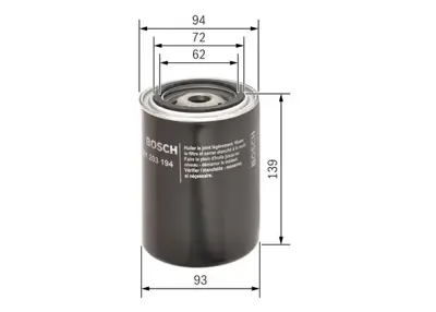 BOSCH 0451203194 Yag Fıltresı 4840740 AEU2218L 526249 554329 8115561 68115561 68115561A 28115561B 28115561E 68115561E